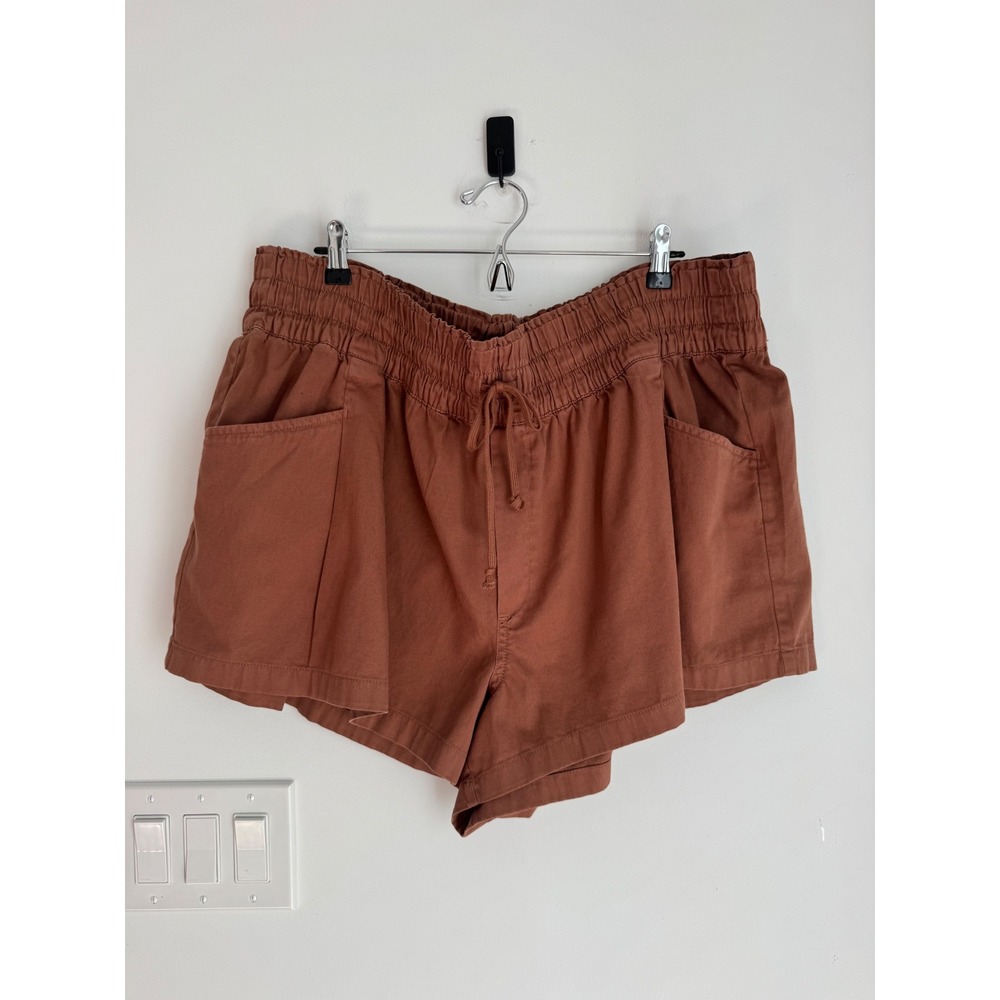 Aerie Rust Brown Smocked Waist Cotton Shorts XXL NEW